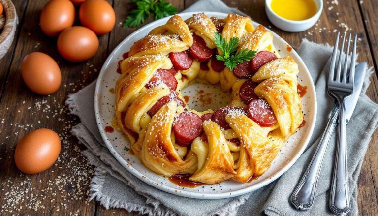 Corona di pasta sfoglia patate e salsiccia: scenografica, gustosa e pronta in poco tempo